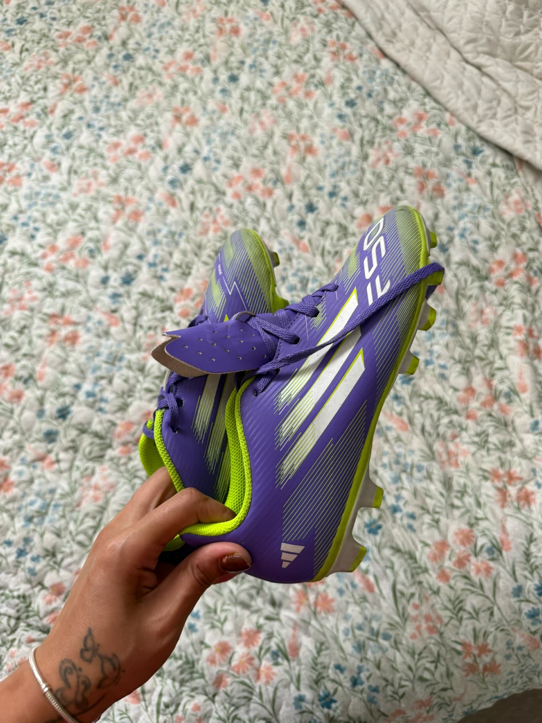 Adidas F50 Soccer Cleats Purple and Lime - photo 4