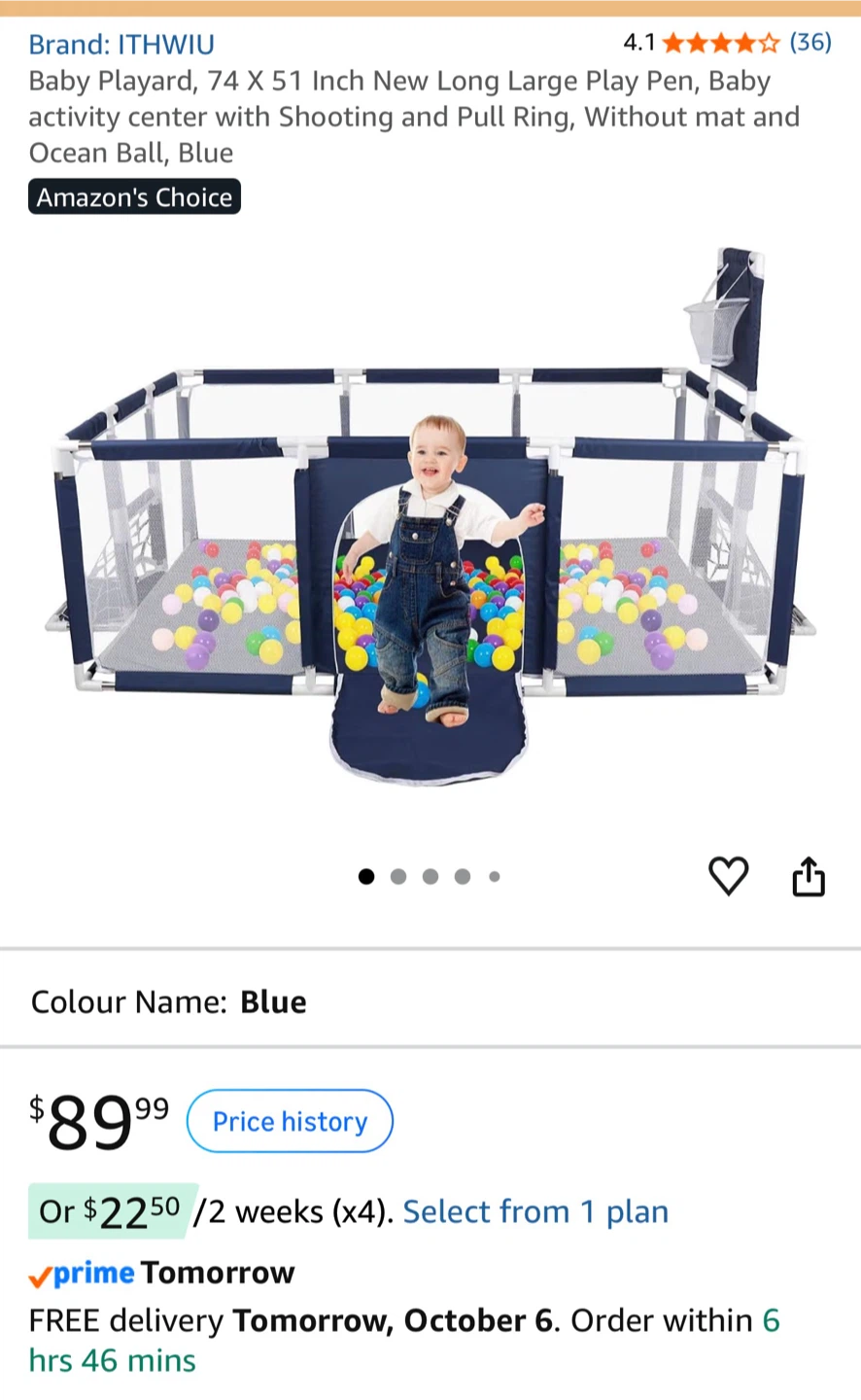ITHWIU Baby Playard Blue