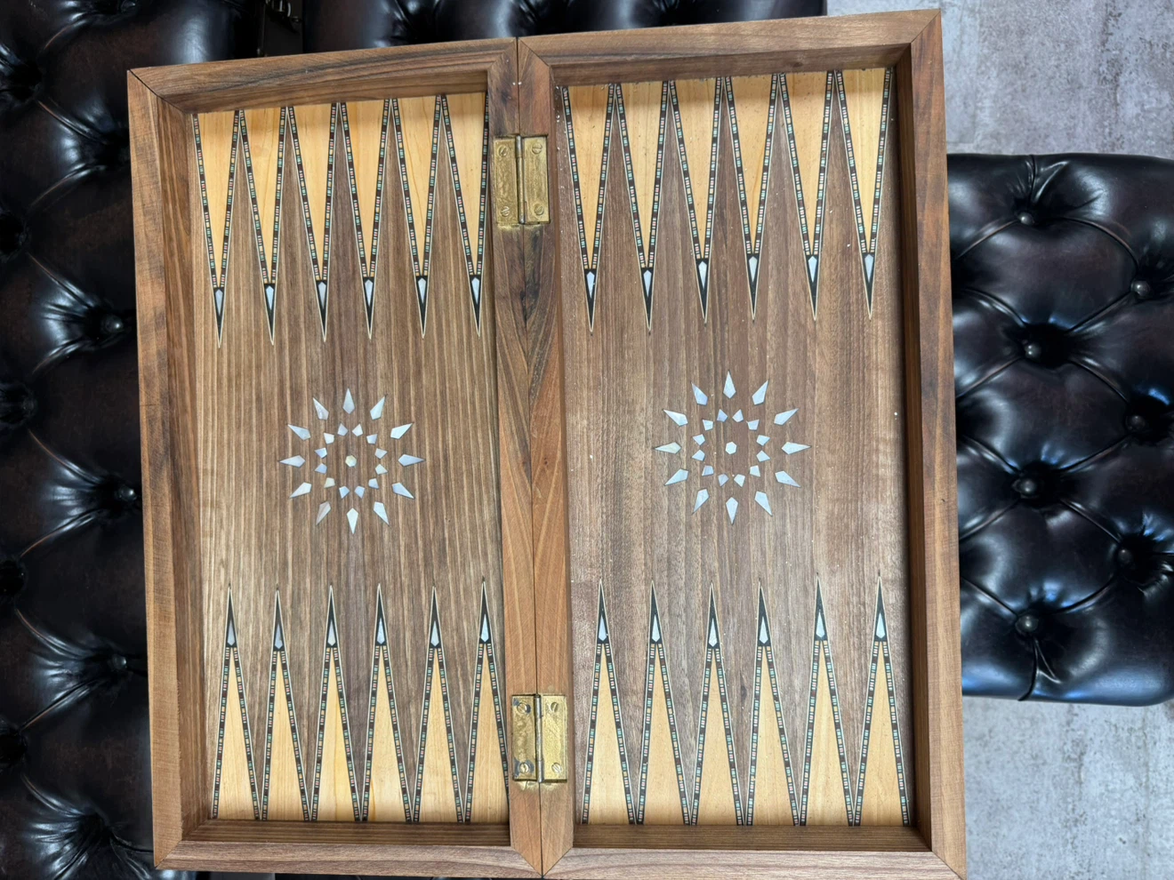 Hand Crafted Intarsia Inlaid Wood Backgammon Set