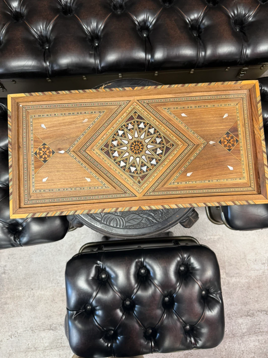 Hand Crafted Intarsia Inlaid Wood Backgammon Set - photo 3