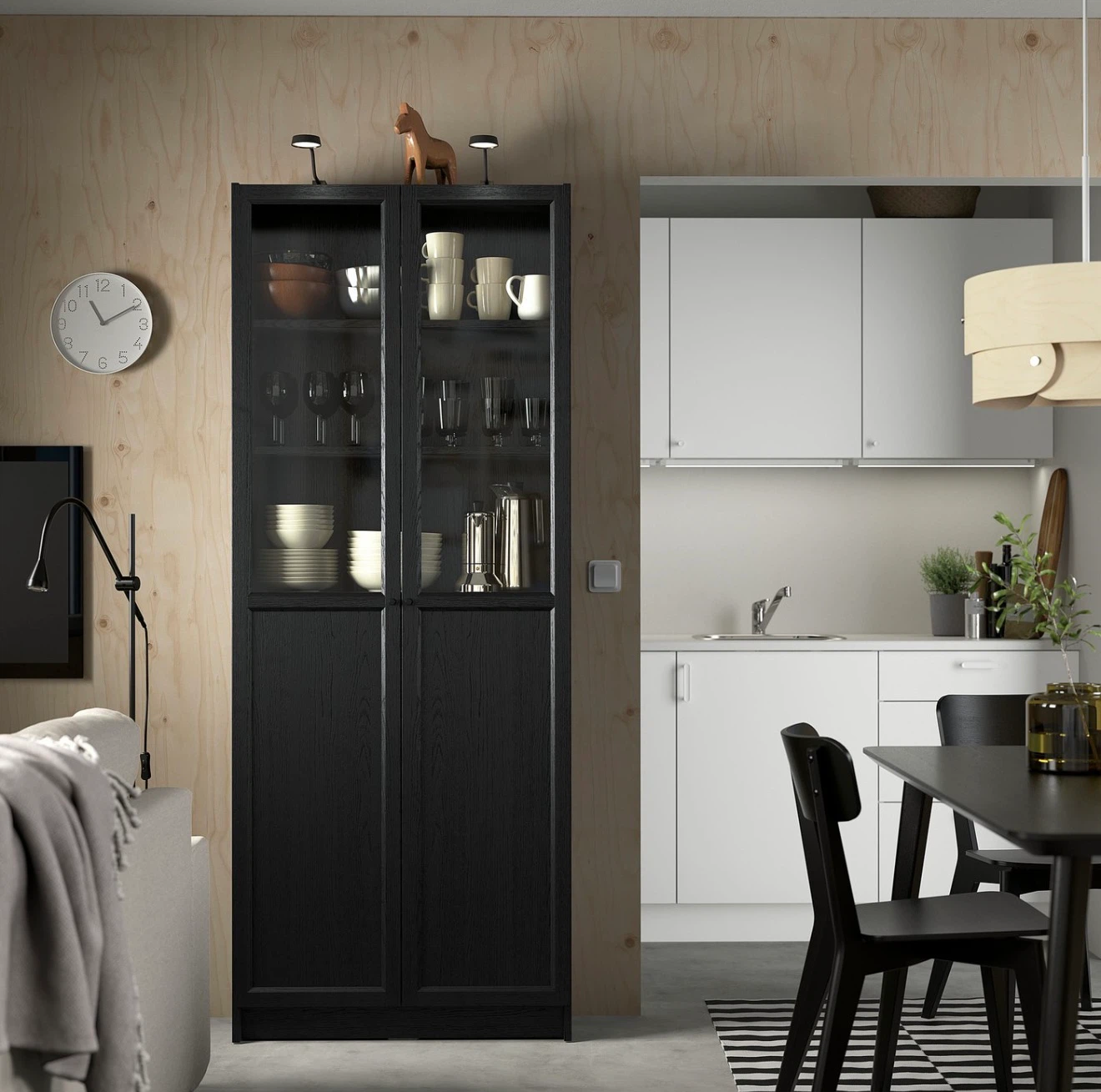 IKEA Billy/Oxberg Glass-Door Cabinet - Black - photo 3