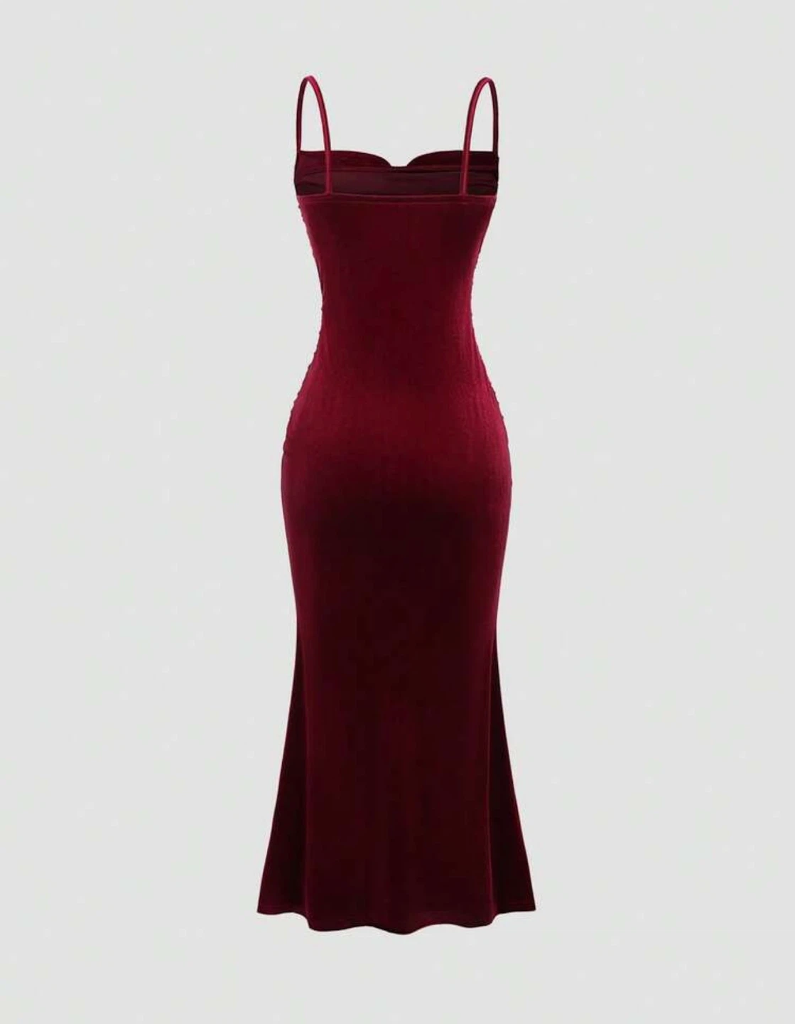 Burgundy Velvet Ruched Maxi Dress - photo 2