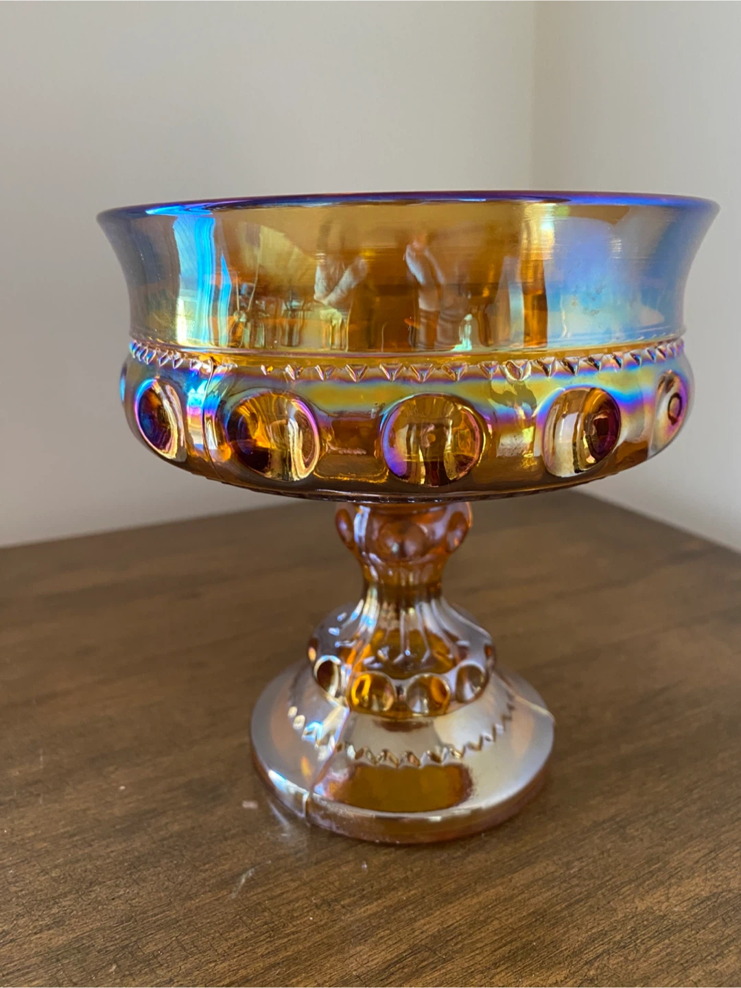 Vintage "King's Crown" Marigold Iridescent Carnival Glass