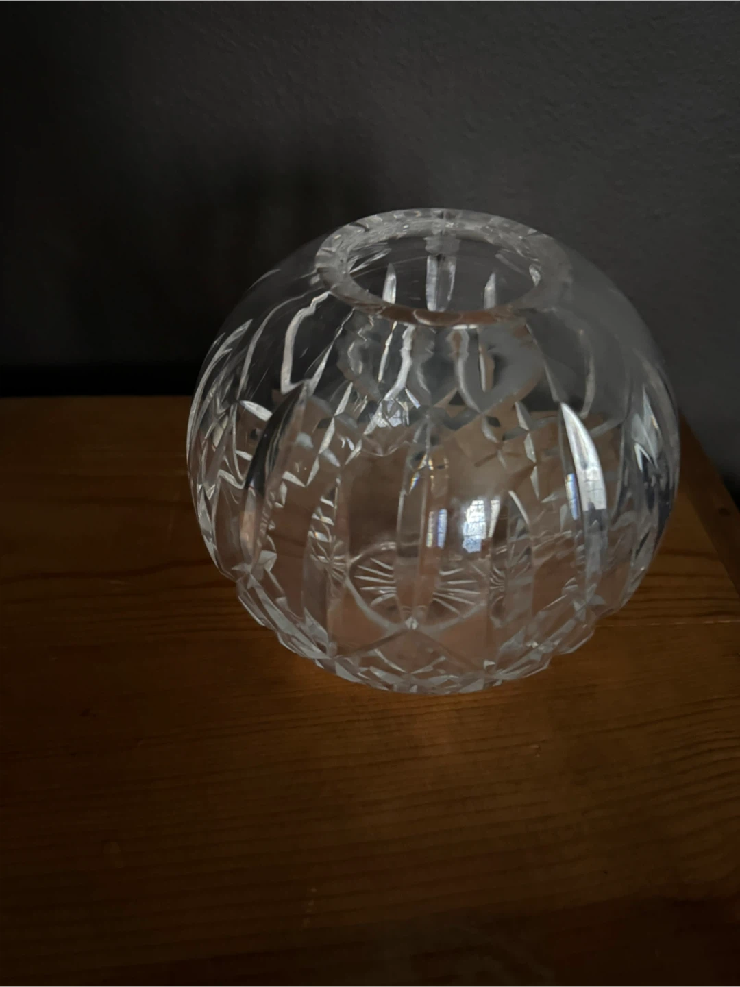 Clear Crystal Cut Glass Rose Bowl