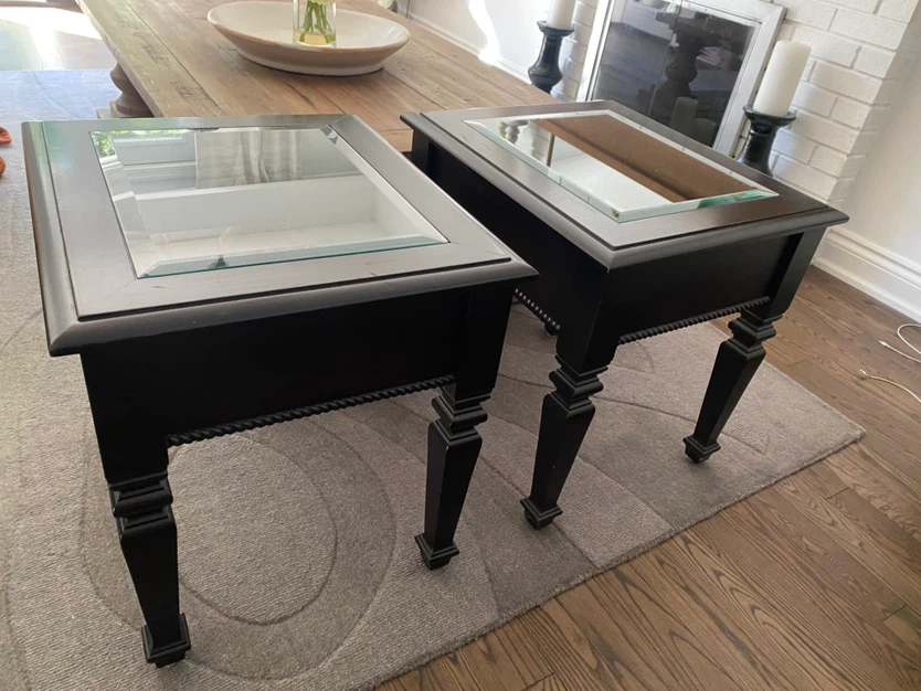 Set of Two Dark Wood End Tables