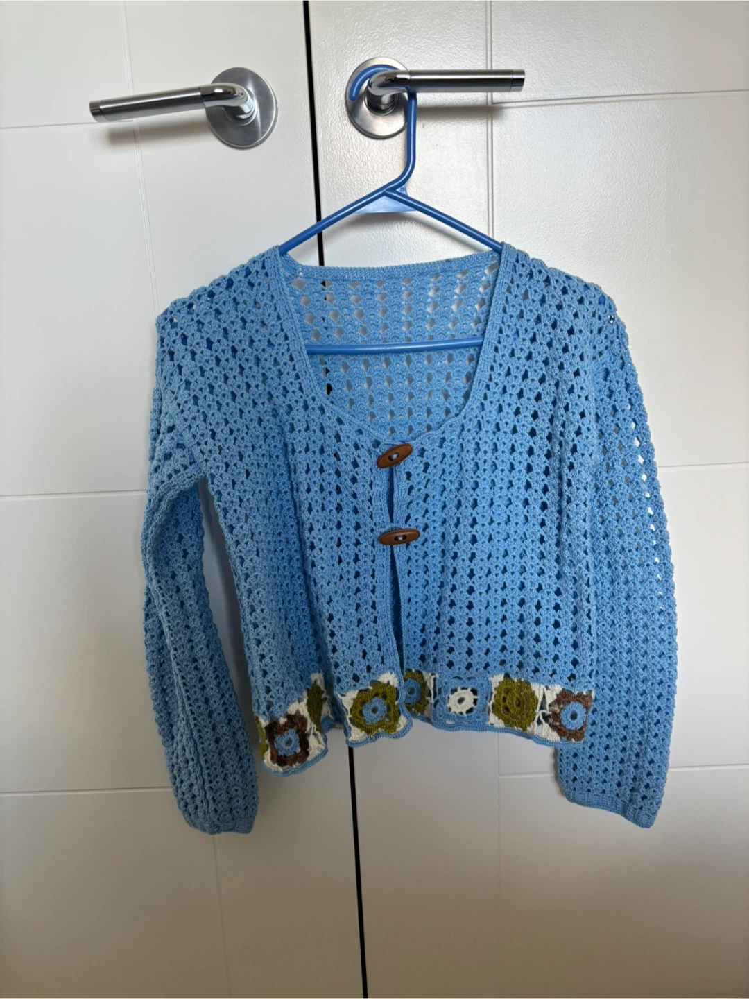 Hand made Blue Crocheted Cardigan