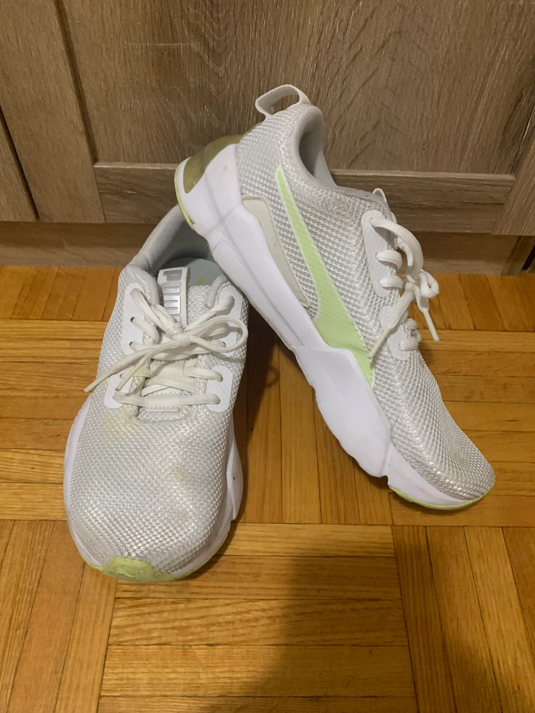 Puma White and Lime Green Sneakers