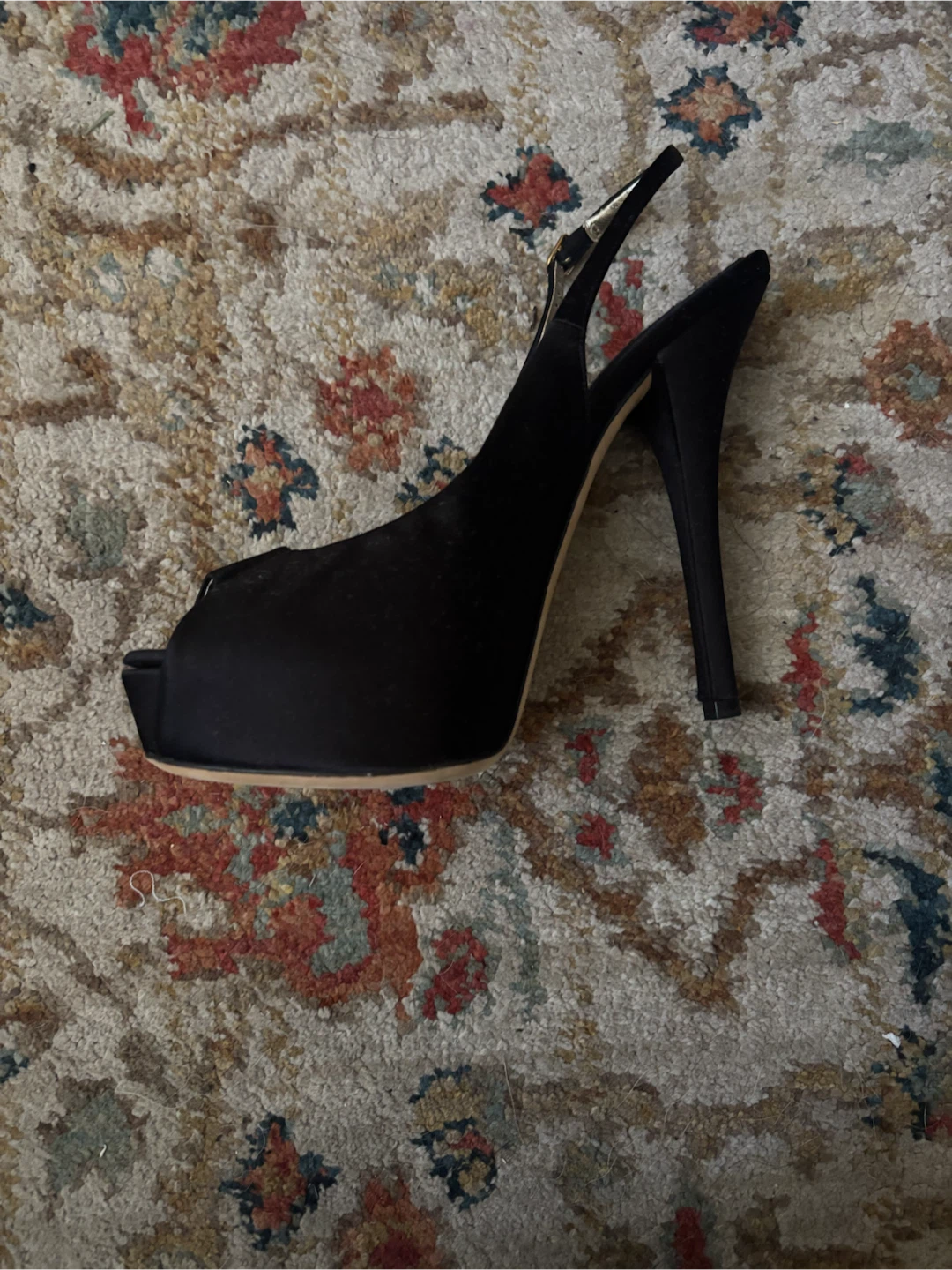 Dolce & Gabbana Black Satin Peep Toe Heels - photo 2