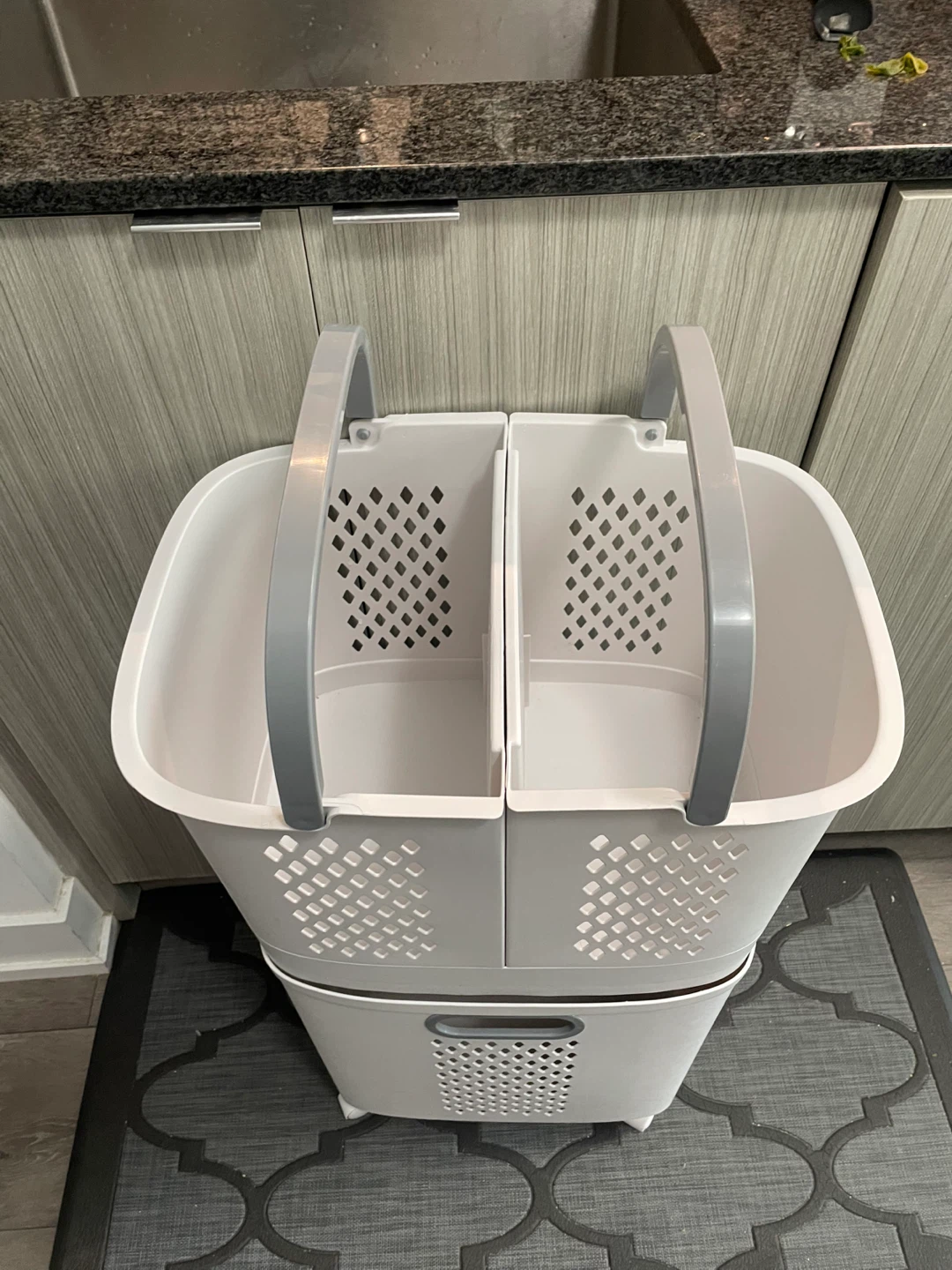 White Plastic Rolling Laundry Hamper - photo 2