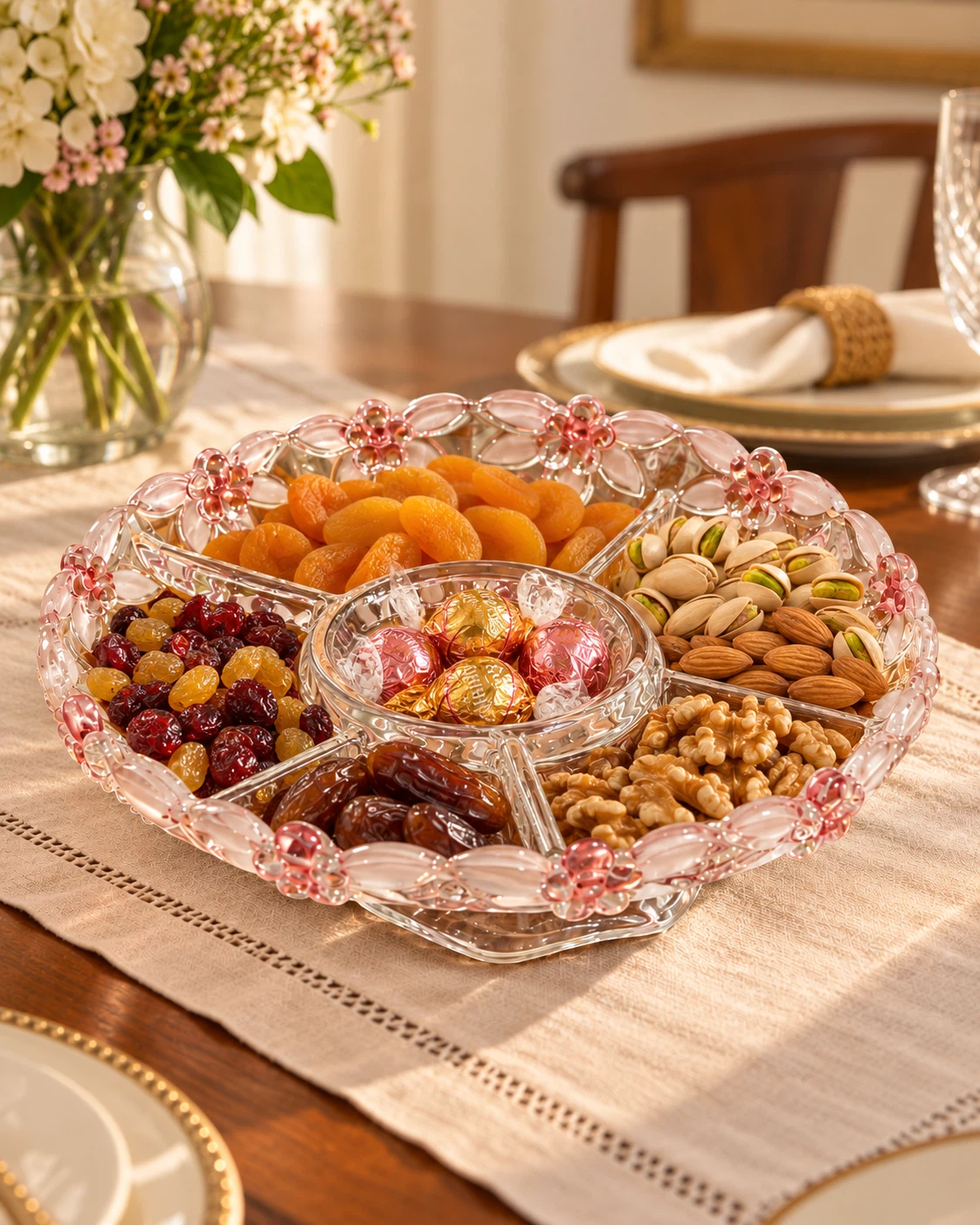 Floral Glass Divided Serving Platter - photo 2