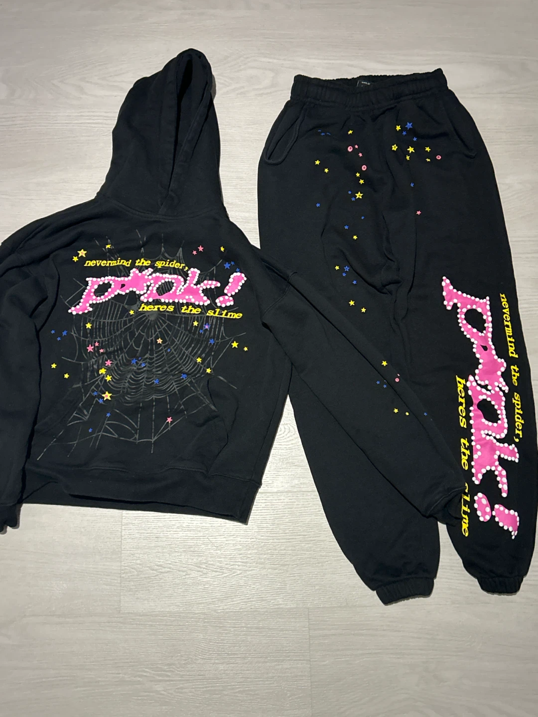Sp5der hoodie and Sp5der pants