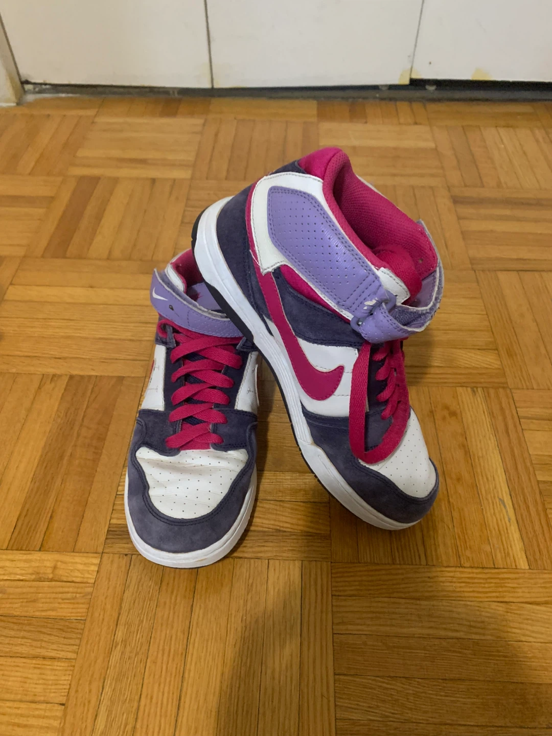 Nike high top sneakers purple pink white