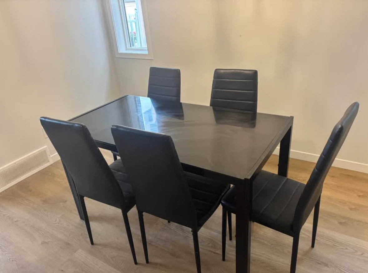 Black Dining Table with 5 Chairs