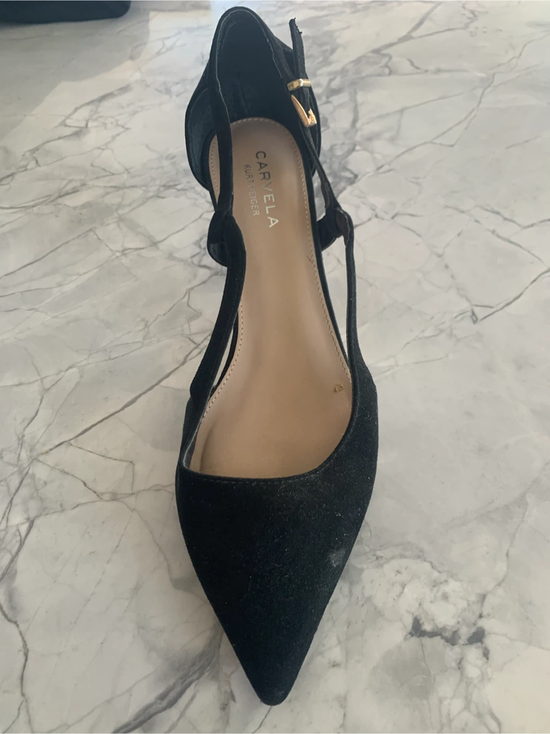 Black pointed heels, low mid heel straps, Kurt Geiger - photo 3