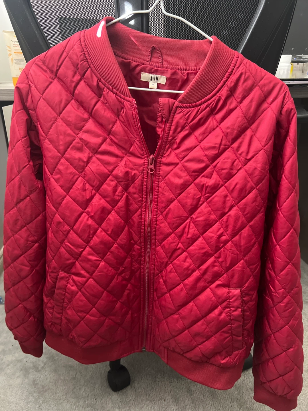 AND Quilted Bomber Jacket Women- Red