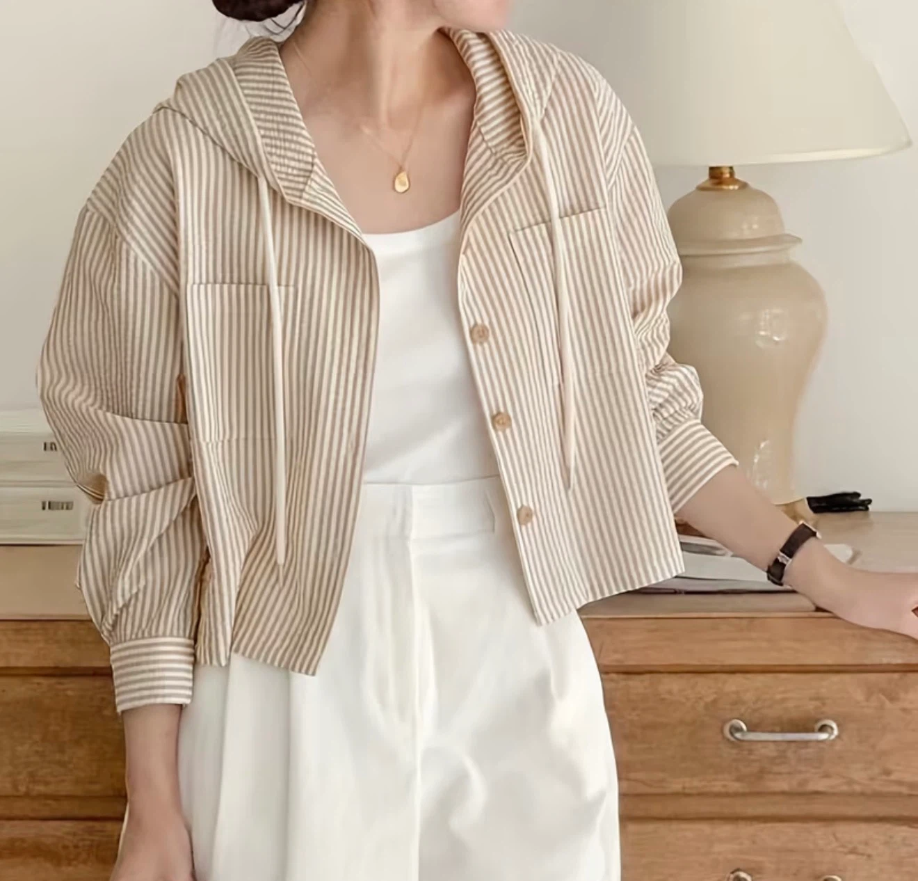 Brand new Striped Hooded Shirt