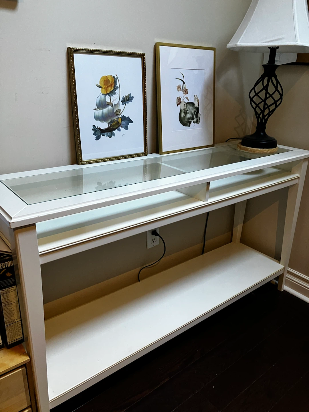 White Console Table with Glass Top (Ikea Liatorp) - photo 2