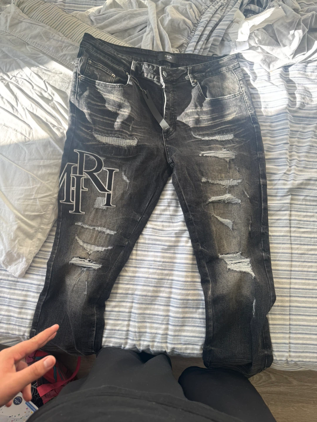 AMIRI Black Distressed Denim Jeans