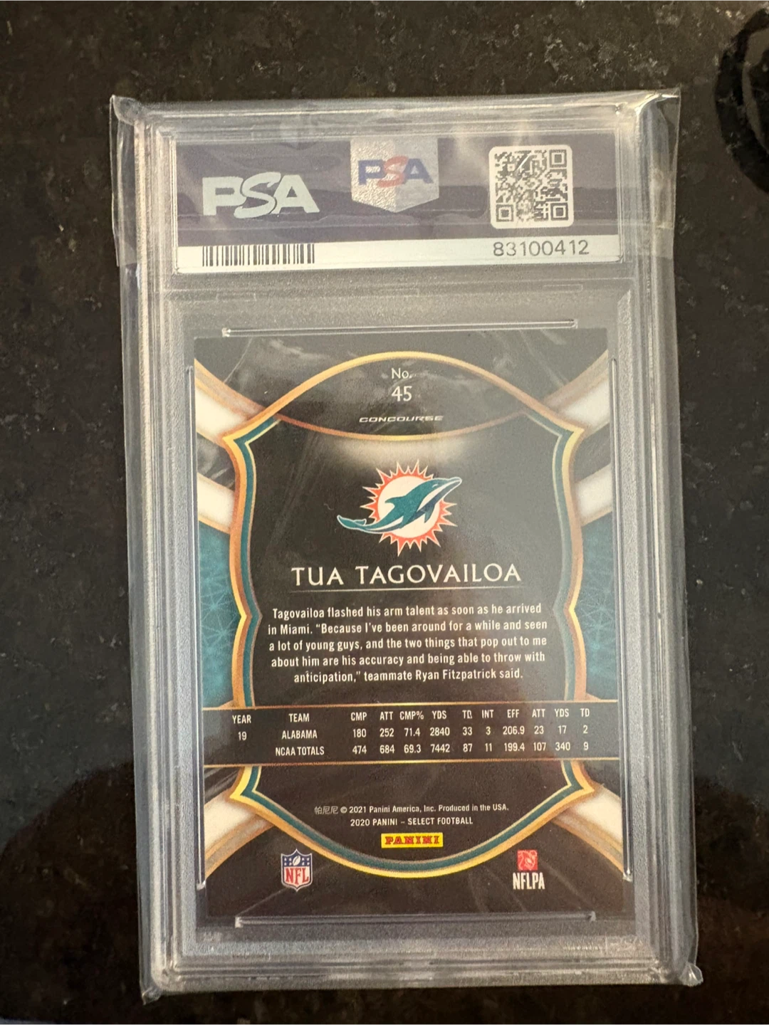 2020 Panini Select Tua Tagovailoa PSA 10 Card - photo 2
