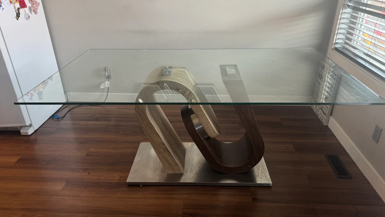 Modern Glass Dining Table with Sculptural Base - photo 2