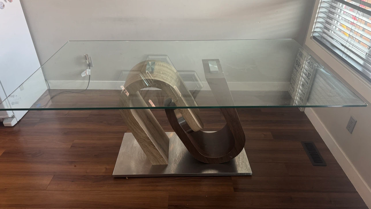 Modern Glass Dining Table with Sculptural Base - photo 3