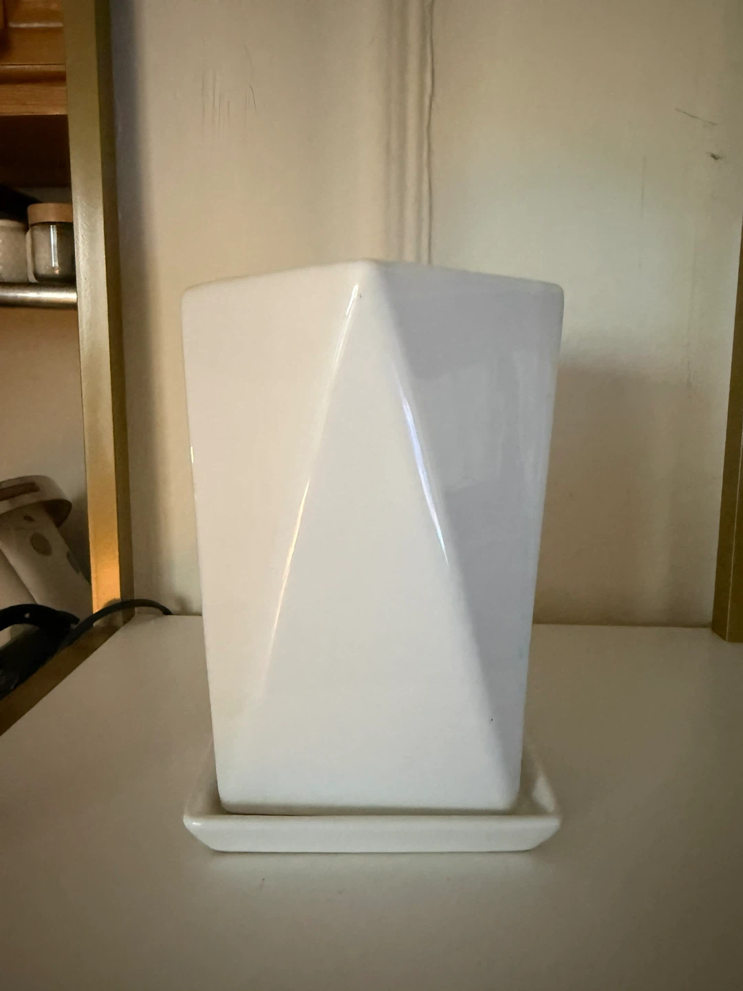 White Geometric Planter Pot