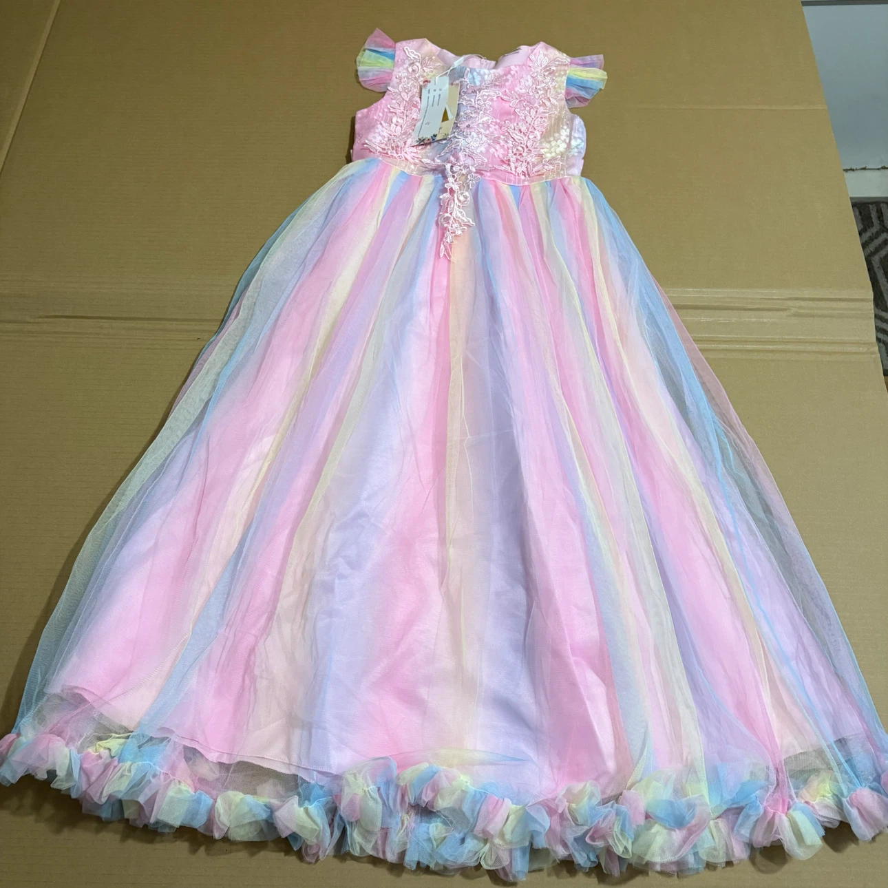 Ibtom Castle Girls Pastel Rainbow Dress, Size 140 - photo 2
