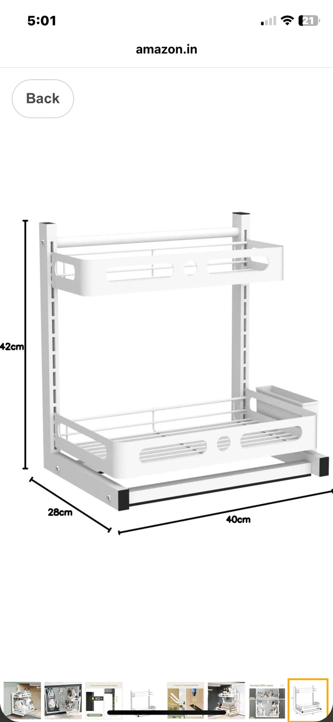 Two-Tier White Metal Undersink Shelf - photo 5