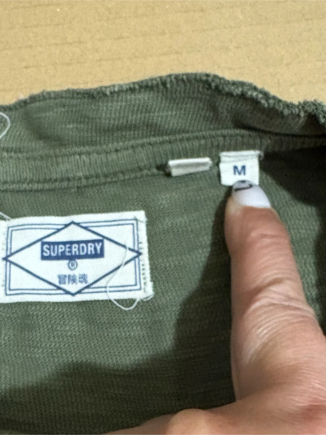 Superdry Long Sleeve Henley Shirt - Olive Green - photo 3