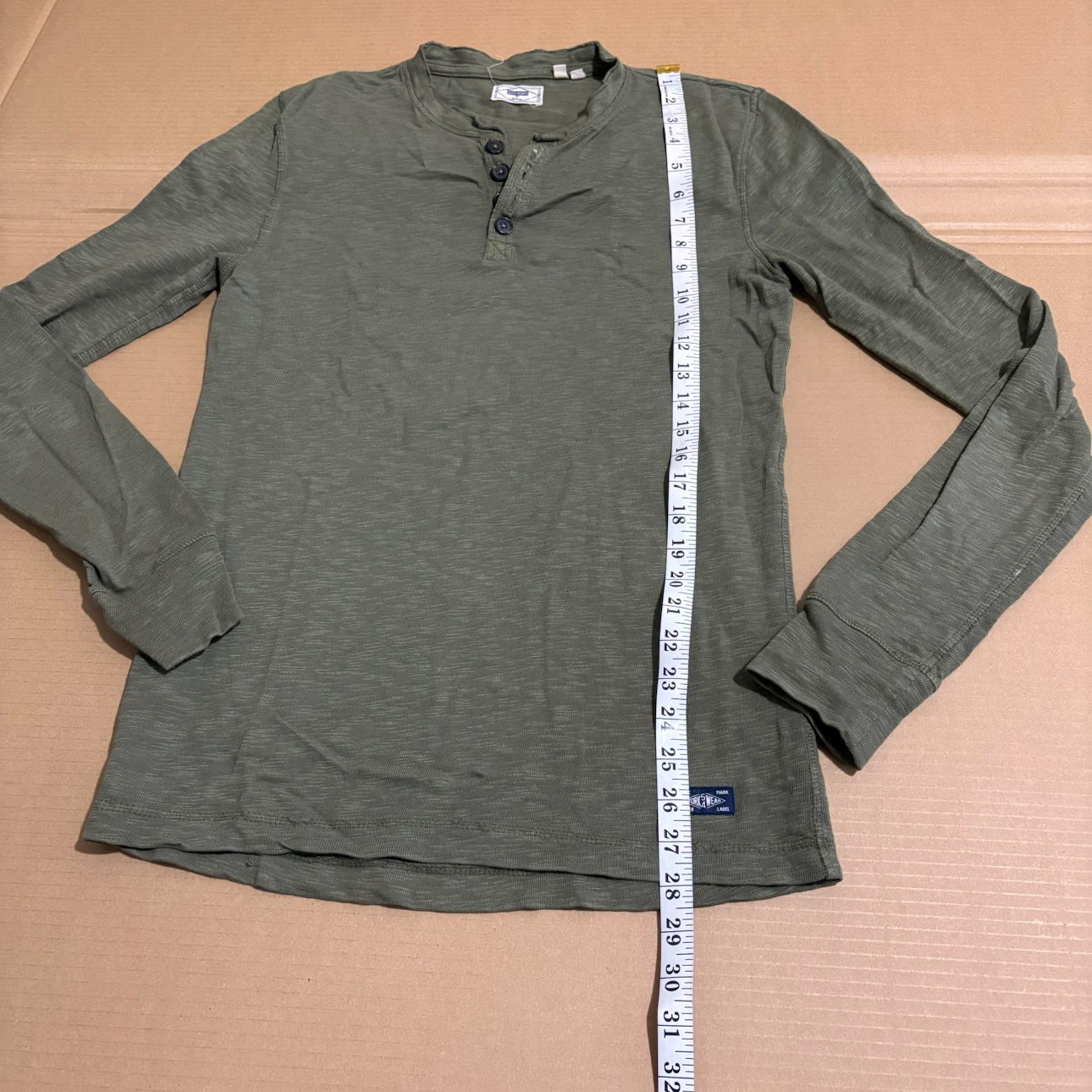 Superdry Long Sleeve Henley Shirt - Olive Green - photo 4