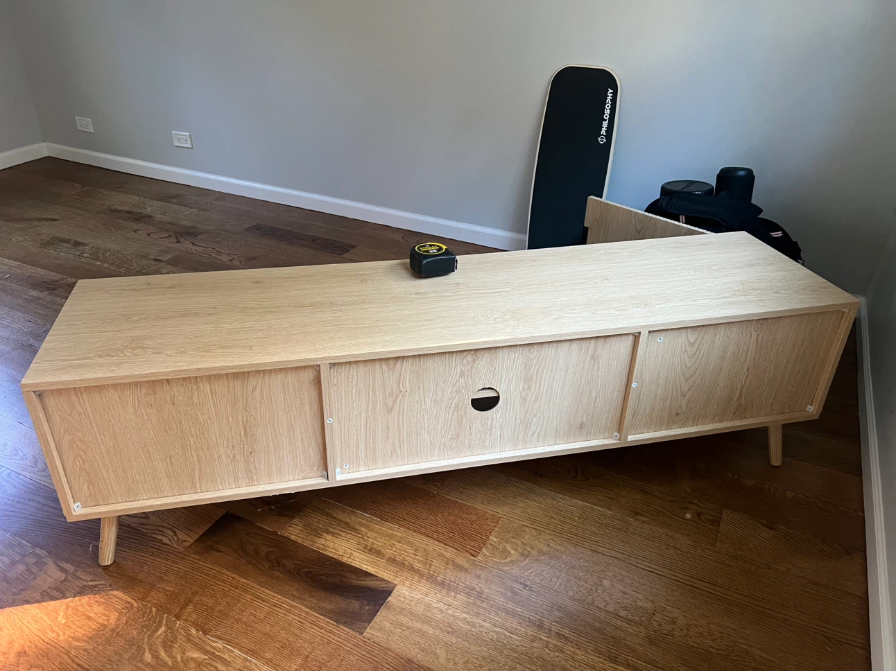 Modern Light Oak Wood TV Stand Media Console - photo 3