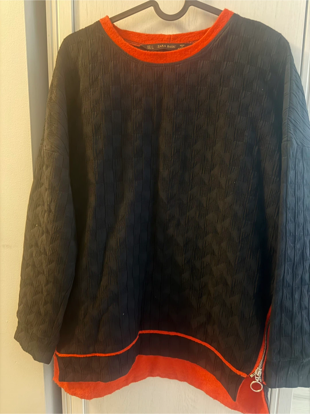 Zara textured black and orange sweatshirt