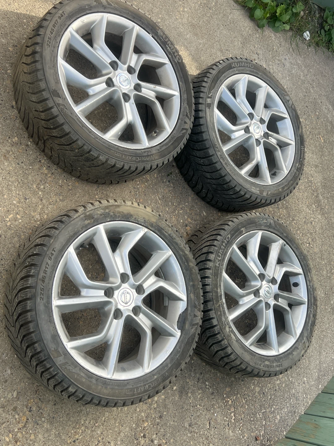 4 Nissan 17-inch Wheels with Kumho Winter Tires