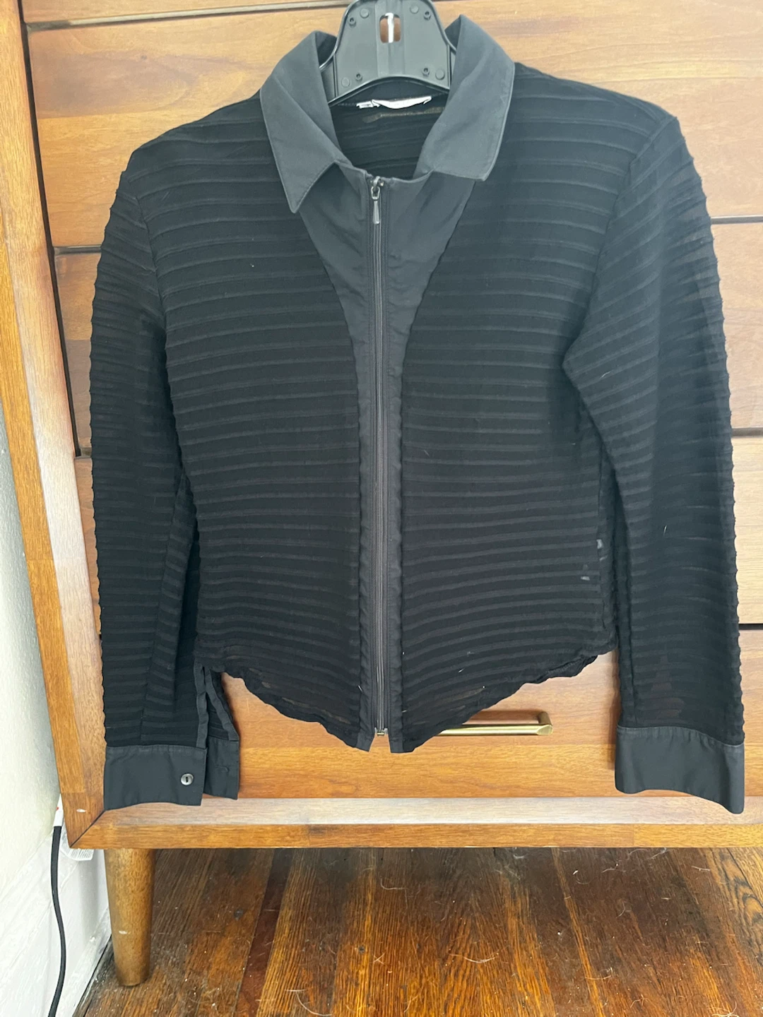 Cache Sheer Black Zip-Up Blouse - photo 2