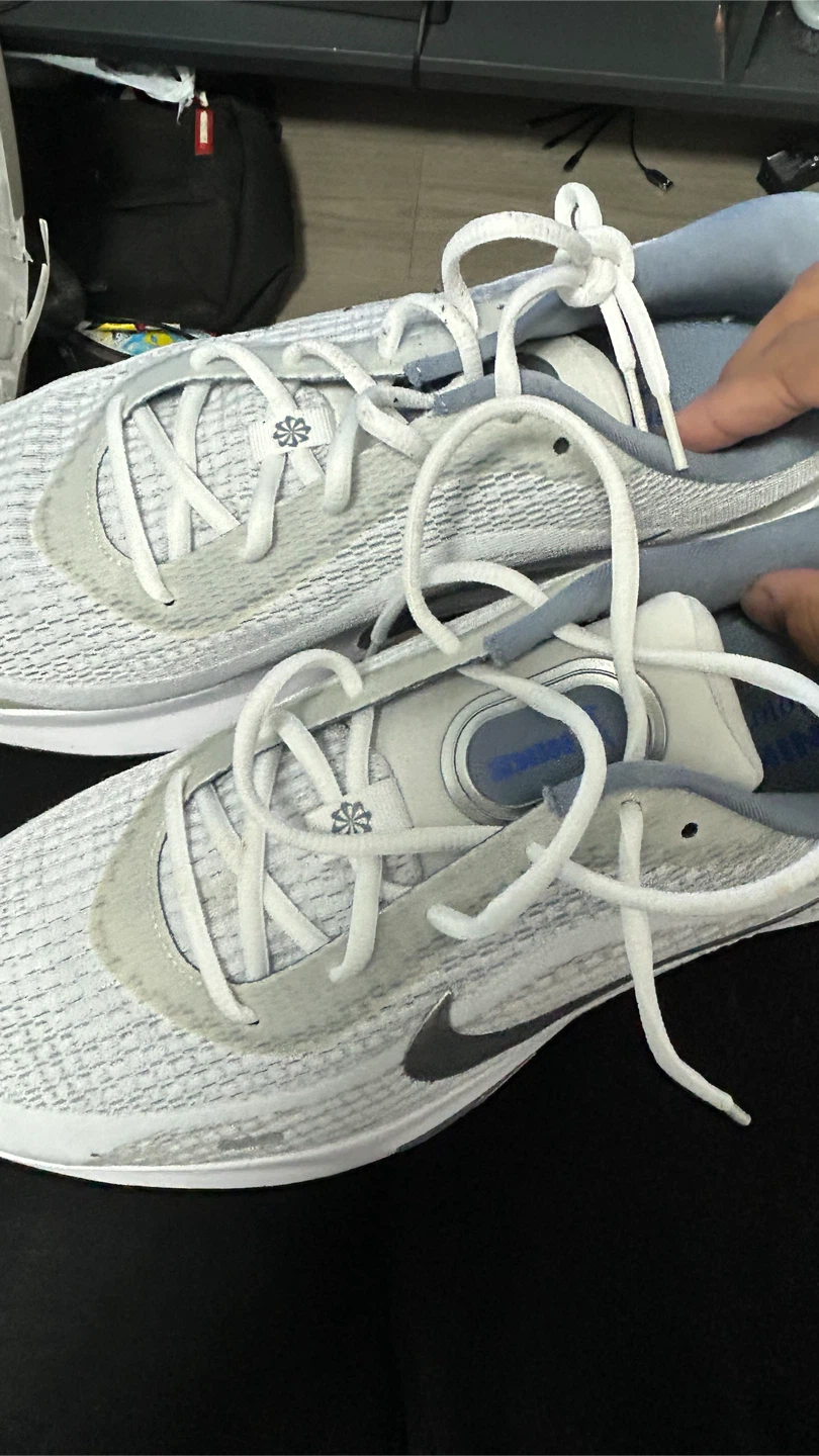 Nike running shoes, white and light grey