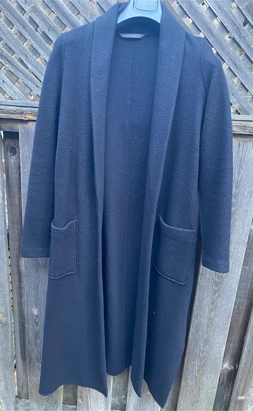 Black Long Wool Cardigan Coat