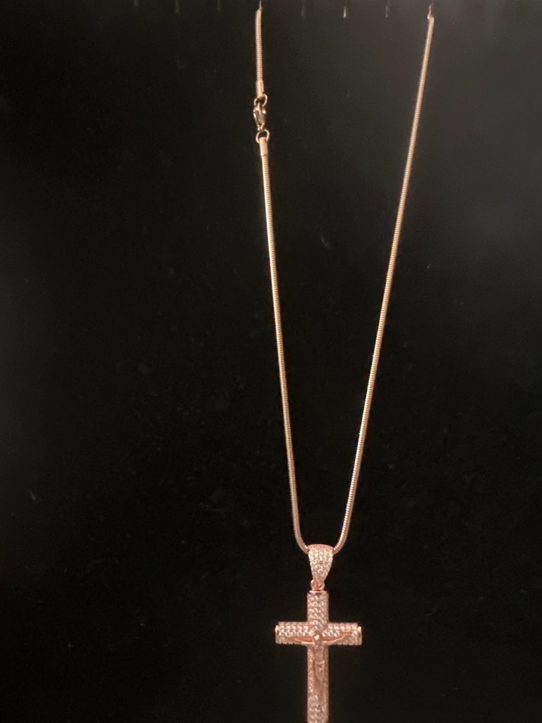14kRose Gold tone laminated Crucifix Necklace