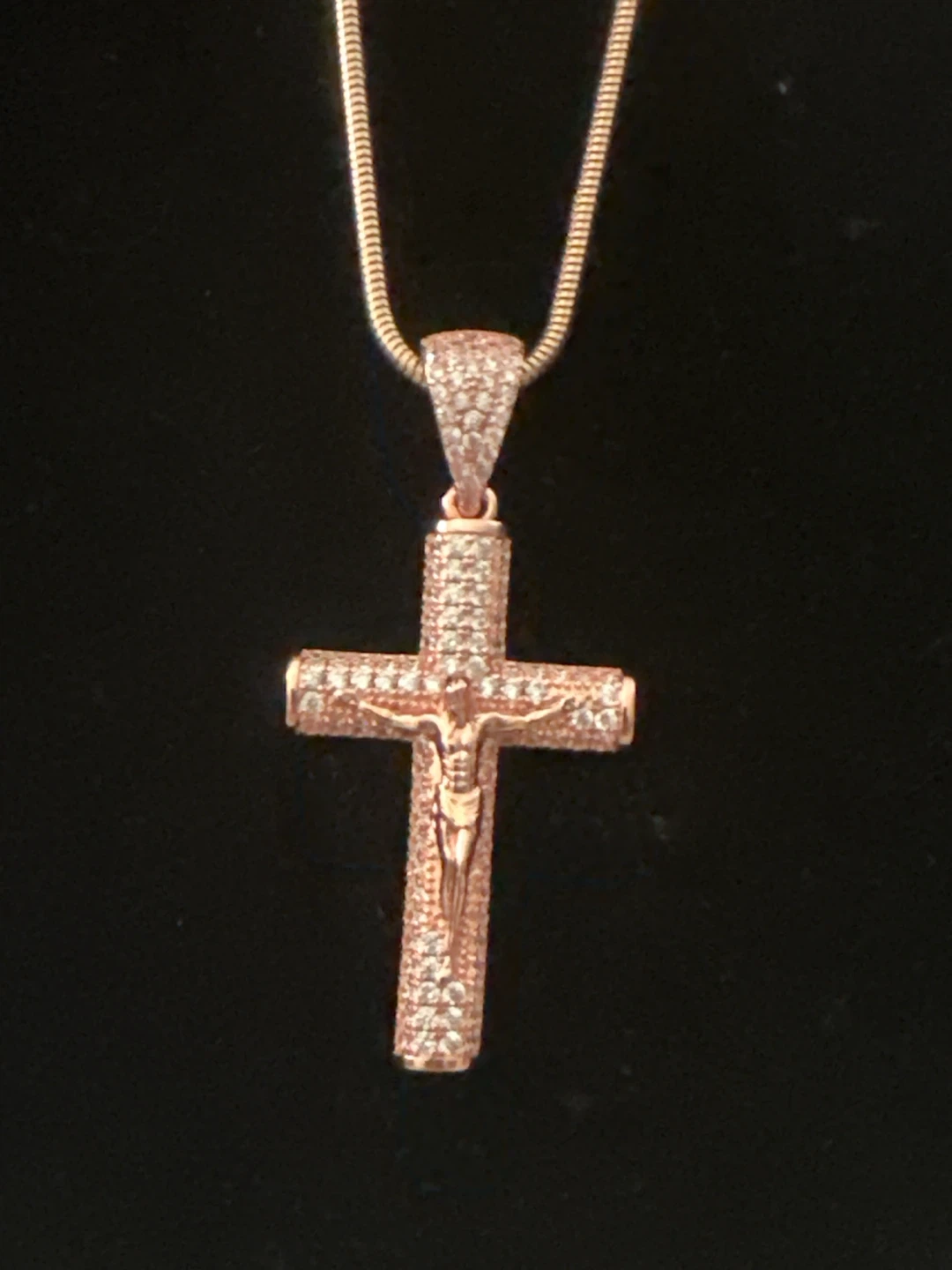 14kRose Gold tone laminated Crucifix Necklace - photo 2