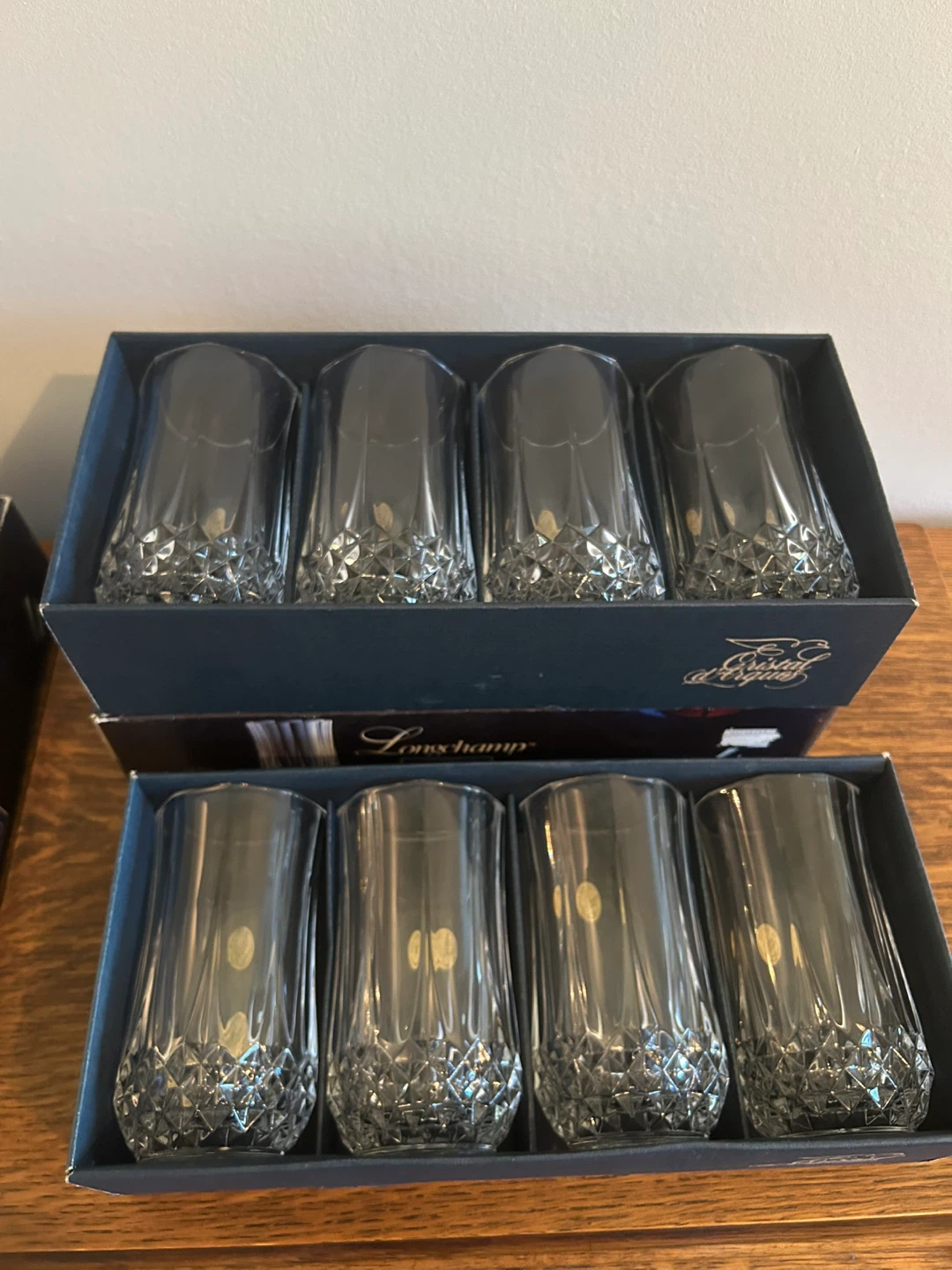 4 BOXES OF VINTAGE LONGCHAMP CRISTAL D’ARQUES GLASSES - photo 2