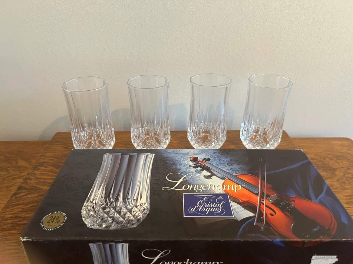 4 BOXES OF VINTAGE LONGCHAMP CRISTAL D’ARQUES GLASSES - photo 3