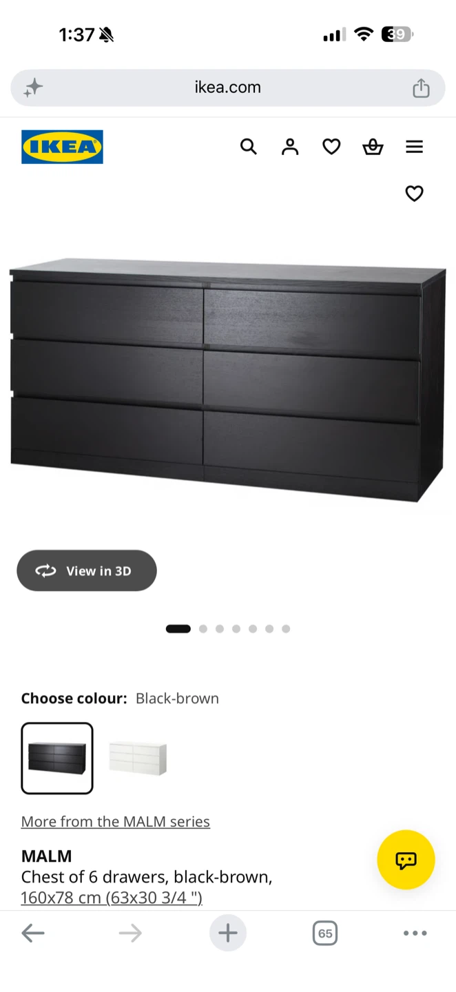 IKEA MALM 6-drawer chest, black - photo 2