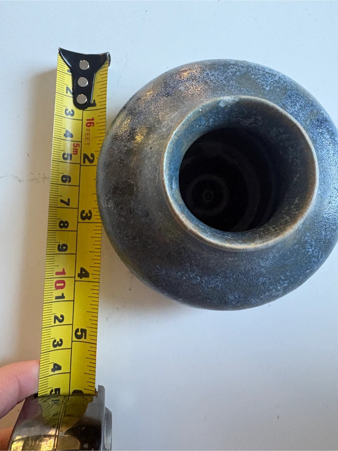 Tiny Blue Ceramic Vase with Signature - photo 4