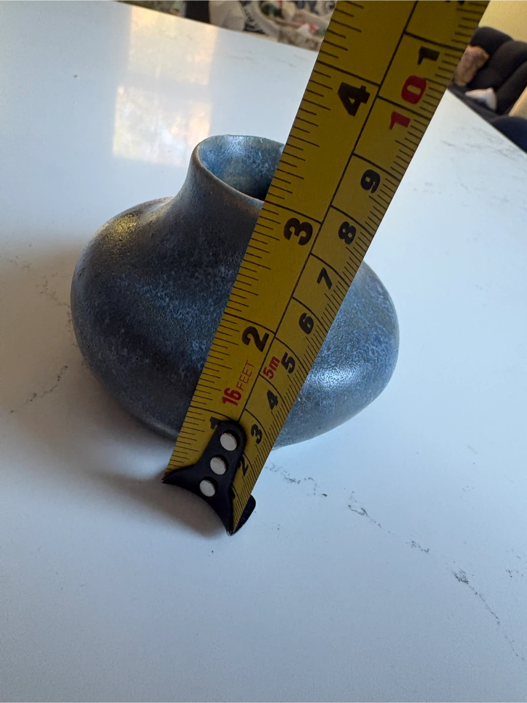 Tiny Blue Ceramic Vase with Signature - photo 5