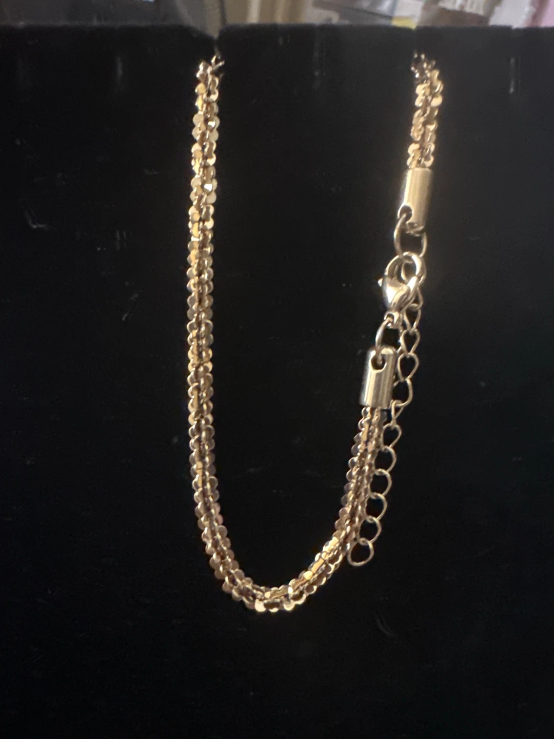 Gold-tone lamonated double ankle chain bracelet - photo 2