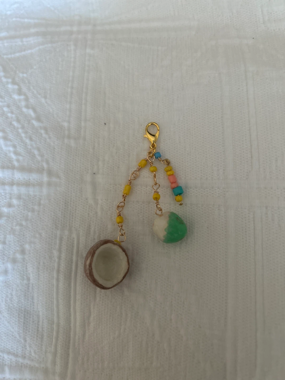 Handmade Coconut Clay Beaded Bag Charm