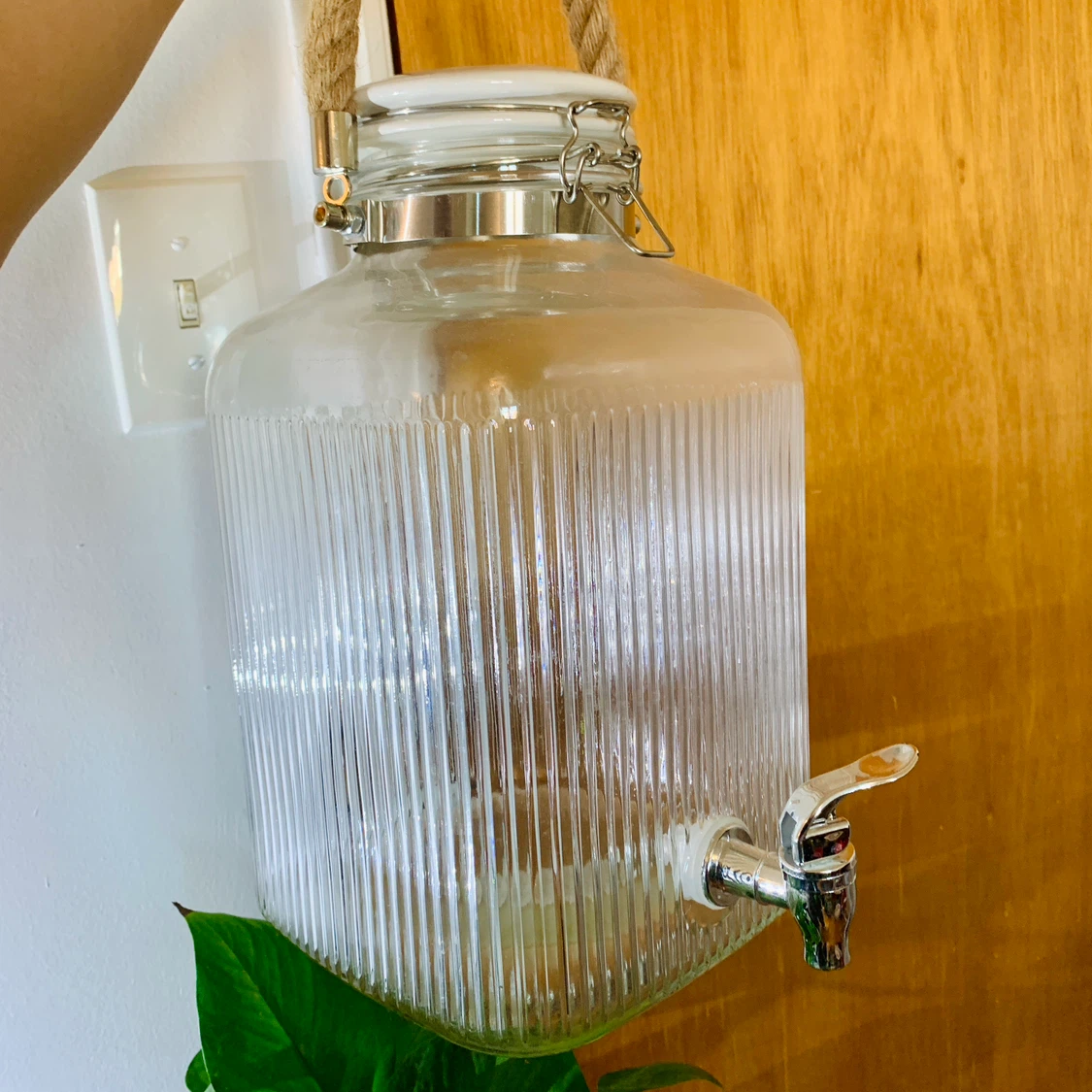 Glass Beverage Dispenser with Rope Handle
