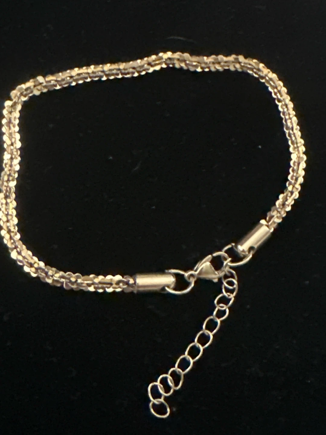 Gold-tone lamonated double ankle chain bracelet