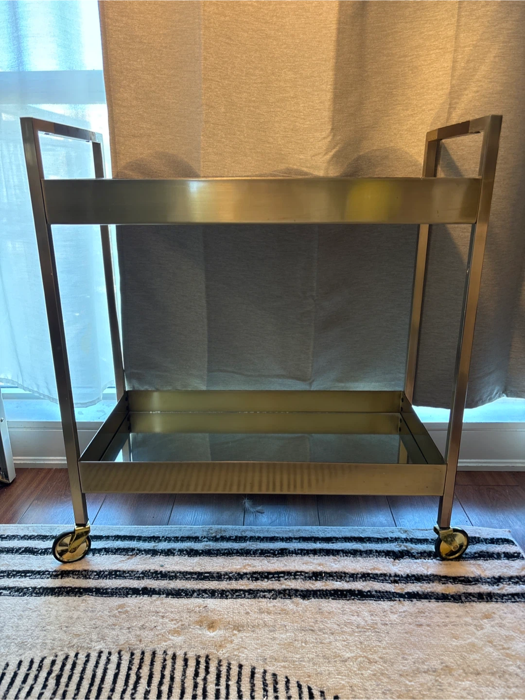 Gold Metal Bar Cart with Wheels
