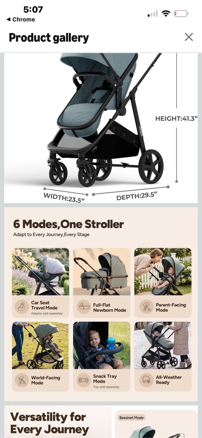 Mompush Wiz 2-in-1 Bassinet Stroller - photo 2