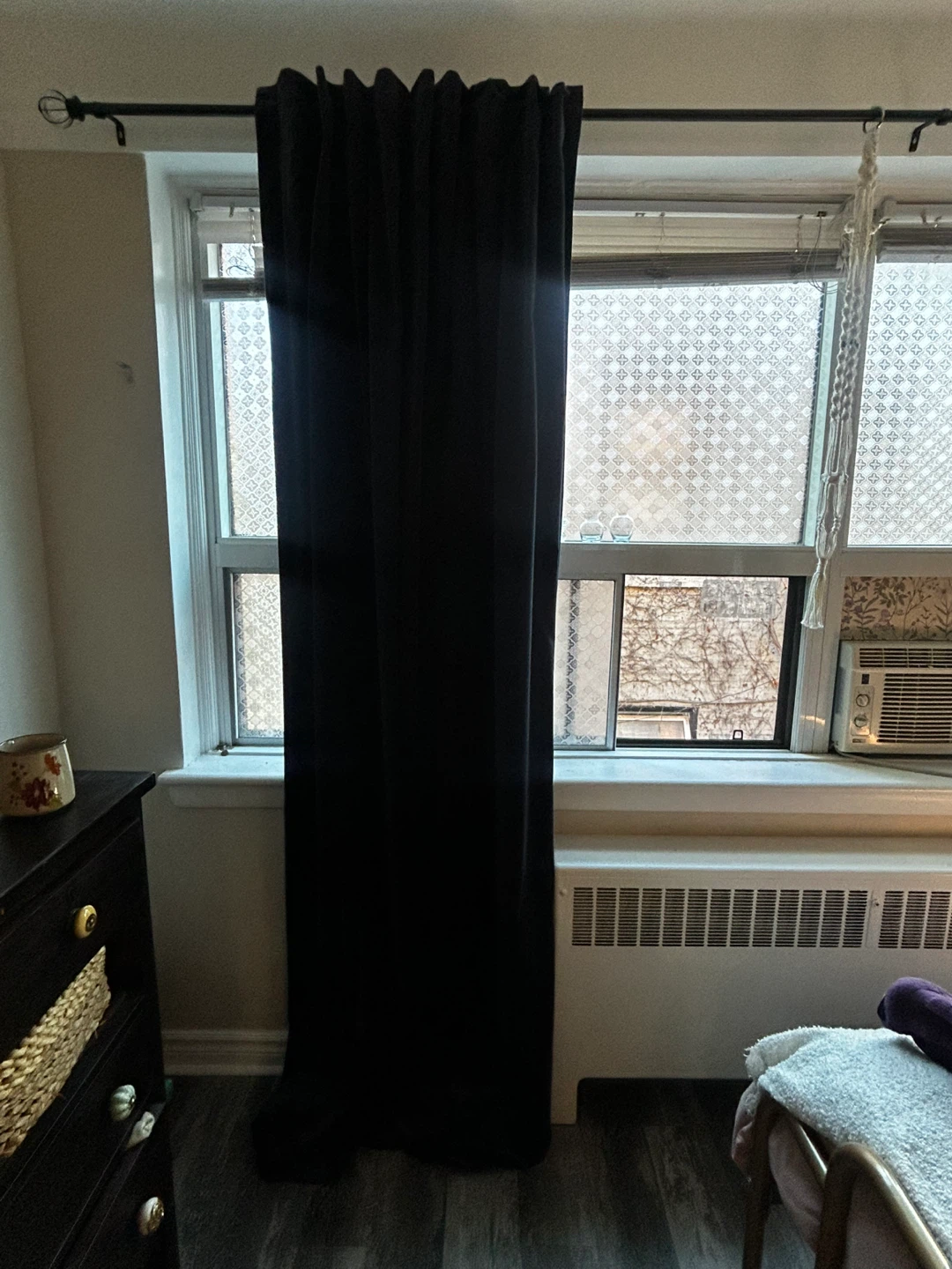 Navy blue velvet curtain